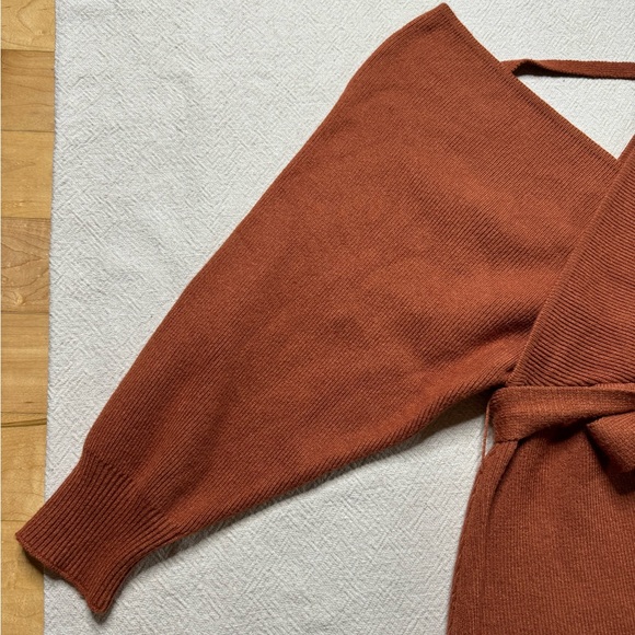 Lulus Modena Rust Brown Knit Dolman Sleeve Bodycon Sweater Dress M - Picture 5 of 8